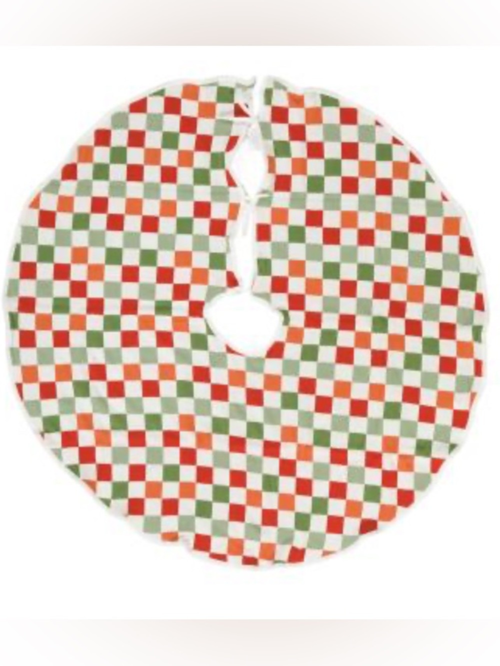 🆕-mDesign Festive Checkered Knit Jacquard Tree Skirt in 52” X 52”